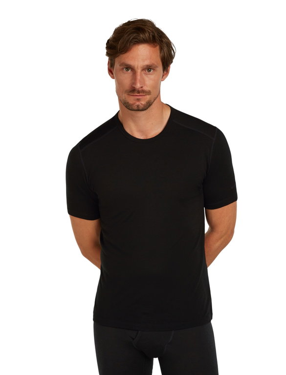 Icebreaker Unterwäsche Tshirt 200 Oasis SS Crewe enganliegend (Merinowolle) schwarz Herren